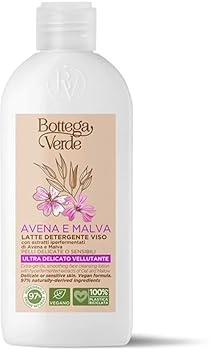 Bottega Verde - Avena e Malva, Latte Detergente Viso, 100 ml, con Estratti Iperfermentati di Avena e Malva, Ultra Delicato Vellutante, per Pelli Delicate o Sensibili