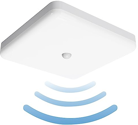 SHYOSUCCE Lámpara de techo LED con detector de movimiento interior, 30 W, IP65, lámpara de techo con sensor de movimiento para escaleras, armario, balcón, trastero, pasillo, garaje, baño, cocina