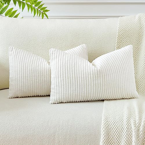 JOTOM 2er Set Cord Kissenbezüge Kissenhülle Dekorative Zierkissen Sofakissen Couchkissen Dekokissen Kissenbezug Deko Kissenhülle für Sofa Wohnzimmer 40x60cm Beige