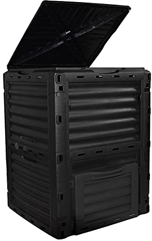 Composteur de Jardin 300 litres en Plastique, composteur Rapide, composteur Thermique, boîte à déchets, composteur avec Couvercle verrouillable, Noir