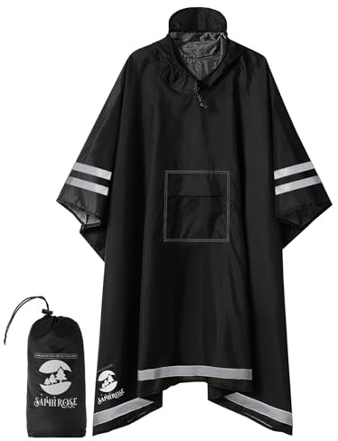 SaphiRose Hooded Rain Poncho Waterproof Raincoat Jacket for Men Women Adults