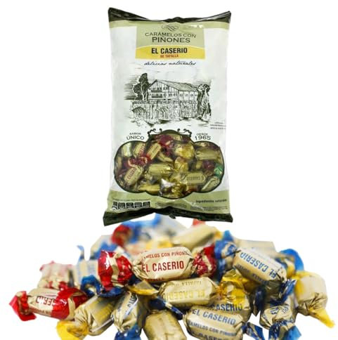 iChuches – Caramelos El Caserío de Tafalla | Caramelos Tradicionales Artesanales de Piñones, Dulce de Leche y Crema de Café | Sin Gluten | Gourmet de Calidad Española (Caramelos con Piñones)