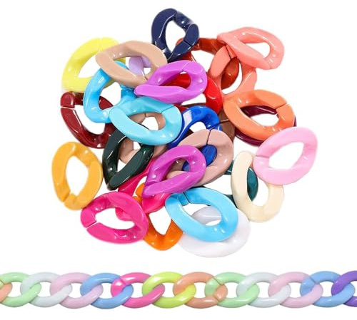 SKYPRO 100Pcs Colore Misto Acrilico Plastica Collegamento Anelli Catena Twist Perline Connettori di Collegamento Rapido Per La Collana Fai Da Te Del Telefono Borsa Catena Gioielli Che Fanno Accessori