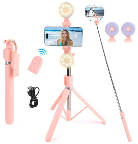 Selfie Stick, 180 cm Handy Stativ für Smartphones mit Faltbar und Drehbar 360°,Hochfeste Beine und ausziehbarer Rohrstativständer, Handy Stativ Ständer passend für iPhone/Samsung S22/Kamera