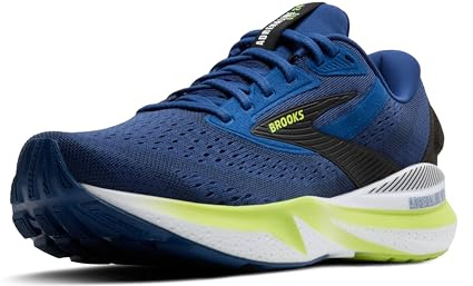 Brooks Men’s Adrenaline GTS 24 Supportive Running Shoe - Navy Peony/Black/Acid Lime - 10.5 Medium
