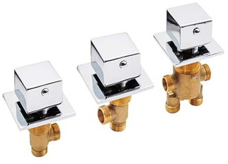 Grifo Mezclador De Bañera Dividido De Latón Macizo De 3 Piezas, Válvula Desviadora De Ducha De Agua Fría Y Caliente, Grifo De Bañera Para Baño Y Sauna. (Square handle)