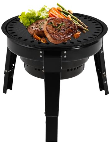 Barbacoa de carbón vegetal, portátil, barbacoa de camping, barbacoa de pícnic, desmontable, barbacoa plegable, mini parrilla para exterior, terraza, camping, color negro