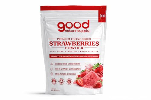 Hälsosamt mellanmål – 100% frystorkade jordgubbar | Torkade fruktsnacks | Frystorkade frukter och grönsaker | Perfekt för smoothies, bakning, flingor | Inget tillsatt socker (250g)