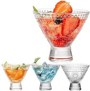ZEBAN Lot de 4 verres à crème glacée vintage en cristal de 236,8 g, verres à margarita à base lourde pour Martini, cocktail, margarita, cosmopolitan, Pisco Sour, Brandy, Manhattan