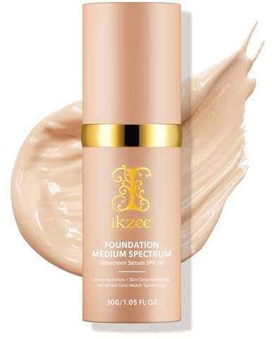 Base de Maquillaje 4 en 1 de Espectro Medio con FPS 50+, Protección Solar, Hidratante, Antiedad, Resistente al agua Apta Para Gimnasio, Deportes y Todo Tipo de Piel (color natural, 30g)