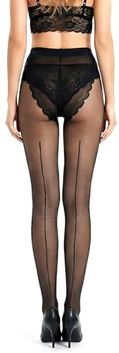 Tucnoeu Back Seam Pantyhose for Women, Control Top Pantyhose, High Waist Sheer Seamed Tights Sexy Stockings for Dress（XL/XXL）