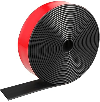 Self Adhesive Rubber Strip 5m(L)×25mm(W)×3mm(T) Neoprene Rubber Sealing Strip Solid Rubber Tape Roll for Weather Sealing Floor Protection DIY Gaskets Anti-Slip Pads Vibration Damping Craft Projects