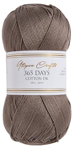 Utopia Crafts Filato DK di cotone pettinato mercerizzato, 365 giorni, per lavorare a maglia e uncinetto, colore: tortora, 100 g