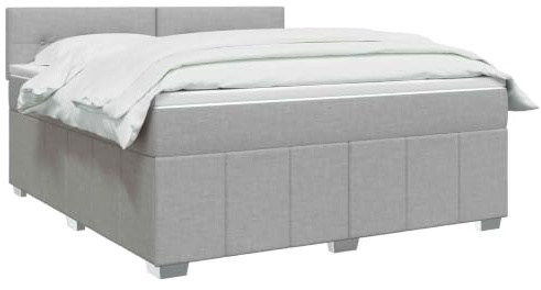 vidaXL Lit boxspring avec Matelas Gris Clair 160 x 200 cm Tissu, Boxspring Moderne, tête de lit réglable, Matelas Ferme, Sommeil Confortable, Meuble déco stylé