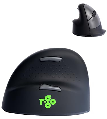 R-Go HE Ergonomische Maus, Für linkshänder, Bluetooth 5.0, Silent funkmaus, Mit Break-Software, Wiederaufladbar, 2400DPI, 5 Tasten, Vertikale Ergo Maus für Windows/Mac(RGOHEWLL)