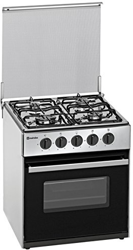 Meireles N 500 X - Cocina de gas independiente - Horno y placa de cocción de acero inoxidable, controles giratorios, A