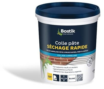 Bostik - Colle Carrelage Séchage Rapide - Prêt à l'Emploi- Sol et Mur- Intérieur - Pot en Pâte De 1,5 kg