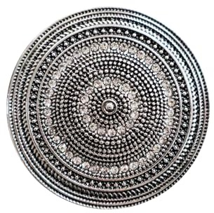 HaJuNa Magnetisk brosch Glitter-cirklar – silverfärger, glittrande rund magnetisk smyckesbrosch/halshalsduk clip/tyghållare – elegant modesmycke