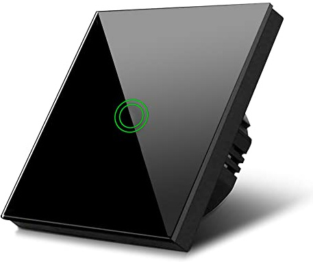 Maclean MCE710B 1-Fach Touch Wechselschalter Lichtschalter Kreuzschalter Wandschalter Treppenschalter mit Farbwechsel LED Hintergrundbeleuchtung Einbauschalter (1-Fach Rund, Schwarz)