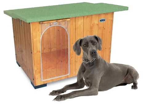 Hundehütten Hundehaus Hundehöhle Aus Massiv Holz Echtholz Geshenk THERMOVORHANG Made in Italy Mod. Italy E - Deutsche Dogge 122x98xH86