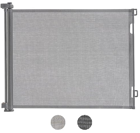 BommJokker Einziehbares Treppenschutzgitter, Autolock Treppenschutzgitter für Baby und Haustier, ausziehbar bis zu 139,7 cm breit, 104,1 cm hoch, Babygitter, Einhandbedienung, Hundegitter für Treppen