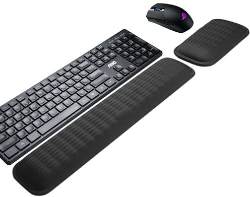 MEKASS Ergonomische Handballenauflage für Tastatur und Maus, Weiches Memory Foam Tastatur-Handgelenkauflage-Set mit rutschfester Silikonbasis, einfaches Tippen, Schmerzlinderung, Komfort für Büro,