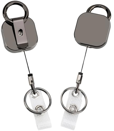 Segus Llavero Retractil, Soporte Retráctil para Insignias, 2 Piezas Llavero con Clip para Cinturón, Llavero Extensible Retractil para Empresas, Escuelas, Hospitales (60Cm Cordón de Dyneema)