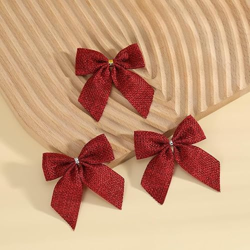 20 stycken julrosetter små julgran, bågar, julgran, rosetter, dekoration, julgransprydnad, rosetter, för julgran, julkrans, presentdekoration, röd #2