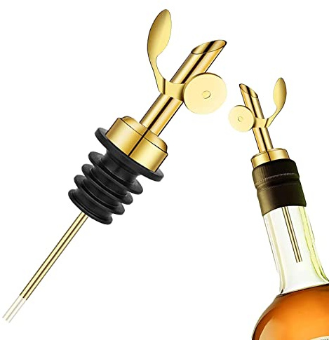 PEKMAR Vertedores de Botellas con Peso - Vertedor de Aceite de Acero Inoxidable con volteo automático - Boquilla vertedora de Aceite de Acero Inoxidable, boquillas para Botellas de Licor, boquillas