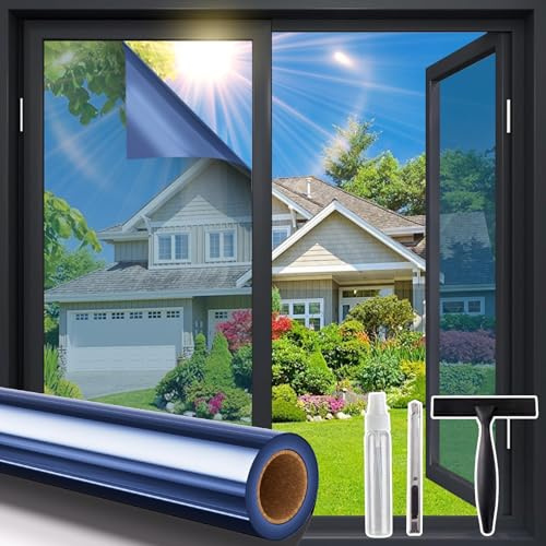 Coavas Window Privacy Film Heat & UV Blocking Tint, 17.5X78.7 Blue
