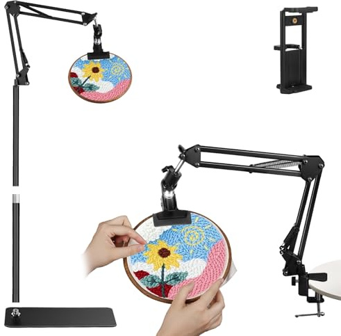 Embroidery Hoop Stand Embroidery Floor Stand Embroidery Lap Stand Suitable for Embroidery Hoops,Embroidery Stand for Cross Stitch Supplies(Black) - Dual Mode