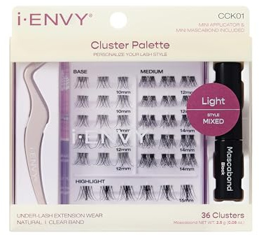 i-ENVY Cluster Palette Kit, DIY Eyelash Makeup, Customizable Underlash Extension, All-in-One Convenience, Mini Applicator and Mascabond Glue Included (Bright)
