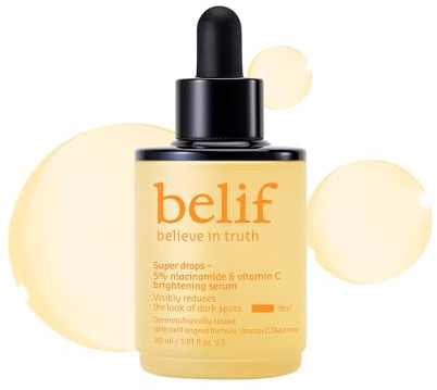 belif Super drops - 5% niacinamide & vitamin C serum | Brightening, soothing formula for dark spots & redness, For All Skin Types Including Sensitive & Acne-Prone Skin | Korean Skincare (30ml)