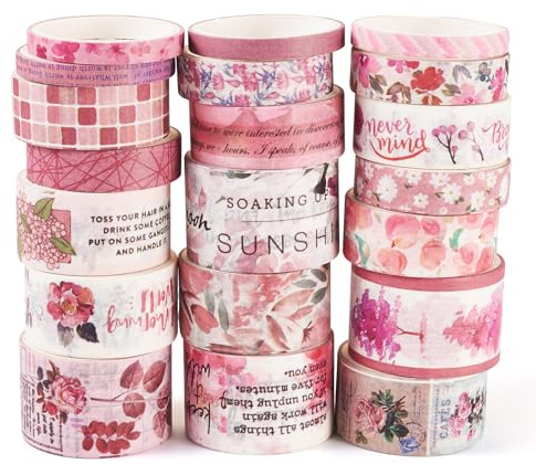 Sparkeads 20 rullar washi-tejp set färgad maskeringstejp vårblomma brev retro dekorativt självhäftande klistermärke för scrapbooking Bullet journaler presentförpackning gör-det-själv hantverk bok