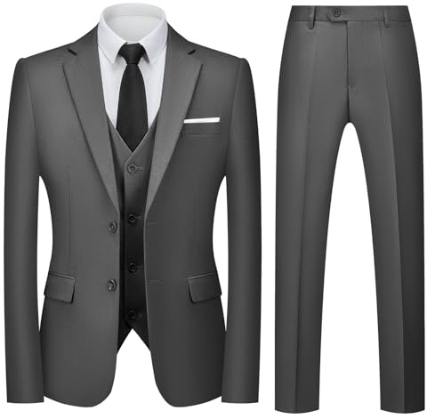 Autsel Mens Suits 3 Piece Slim Fit Two Buttons Tuxedo Blazer Jacket