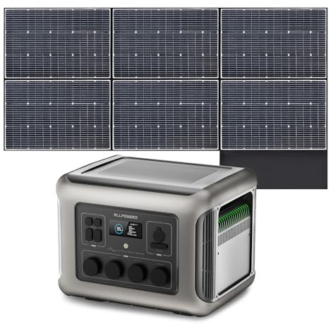 ALLPOWERS R2500 Generador Solar, 2500W Batería LiFePO4 ampliable con SAI, 4 Salidas AC 2500W(4000W Pico) Carga 0-100% en 1H,Para Camping Hogar Emergencias y Autocaravanas (R2500+SP039(600W))