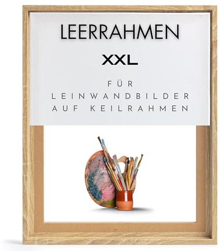 NB Akzent Schattenfugenrahmen XXL 80x80 cm - Sonoma Eiche - Leerrahmen mit Tiefeneffekt aus MDF Holz in zerlegter Form – für Leinwandbilder auf Keilrahmen