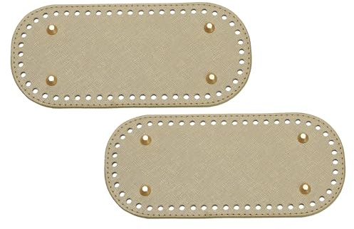 sourcing map 2 fondelli per borse all'uncinetto, 9,9 x 22,9 cm, fondo ovale in pelle, con fori, base per cuscino per borse fai da te, colore oro