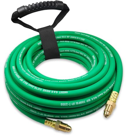 50FT Argon Gas Hose, Inert Gas Welding Hoses for MIG/TIG Welding Regulator，Argon/CO2 Flowmeter Regulator Hose, 5/8 UNF-18RH, NPT Fittings, Welding Accessories for MIG/TIG Welder