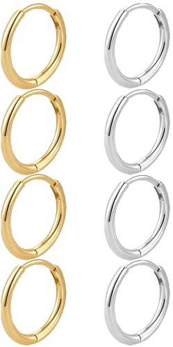 JUZICHEN 3-7 Paires Boucles d'oreilles Créoles Pour Femme, Creoles Or Argent Femme Homme, Hypoallergénique Boucles d'oreilles Mini Creole Acier Inoxydable