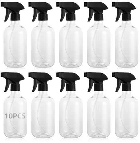 LOLYSIC 10 Stücke Kunststoff Zerstäuber Sprühflaschen, Sprühflasche 500ml, Drucksprühflasche für Pflanzen, Garten, Haustierreinigung, Friseur, Trigger Leere Sprühflasche, Autopflege