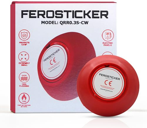 FEROSTICKER Petit Extincteur Automatique – Non Toxique, Compact et sans Entretien, Protection Domestique pour Tableaux Électriques, Générateurs Solaires, Véhicules, Batteries au Lithium (1 Pièce)
