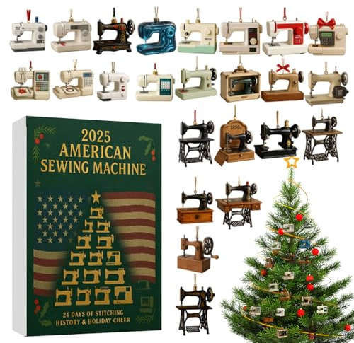 Adviento 2025 Navidad, acrílico 2D para máquina de coser, calendario de cuenta regresiva de 24 días, colgante de Navidad, para amantes de las manualidades, colchas, artistas textiles, puerta