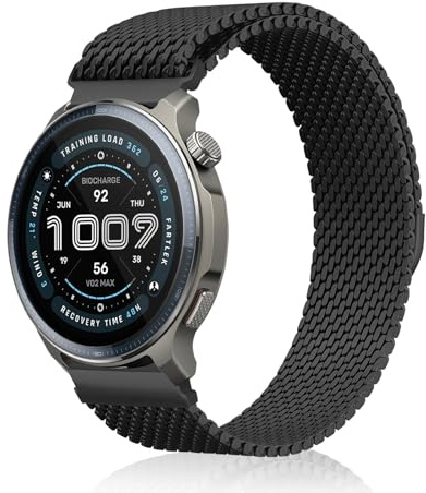 KiimLaa 22 mm metallrem för Amazfit Active Max/T-Rex 3 Pro 48 mm, förtjockad magnetisk version, ersättningsrem och armband för Amazfit Balance 2/Bip 6/5/, Amazfit GTR 47mmGTR 3 Pro