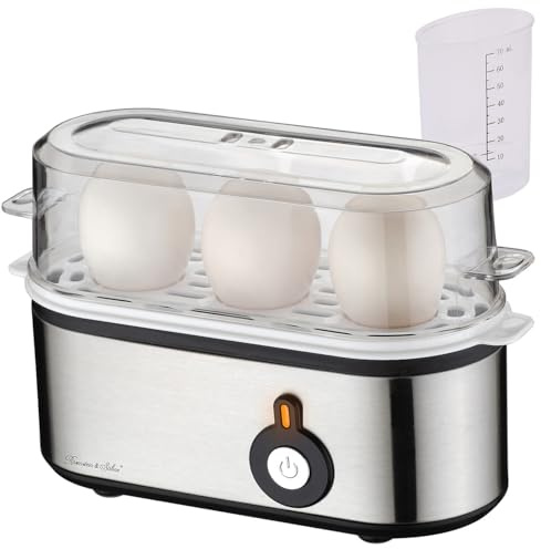 Cuecehuevos de acero inoxidable con vaso medidor, para 1-3 huevos, 210 W
