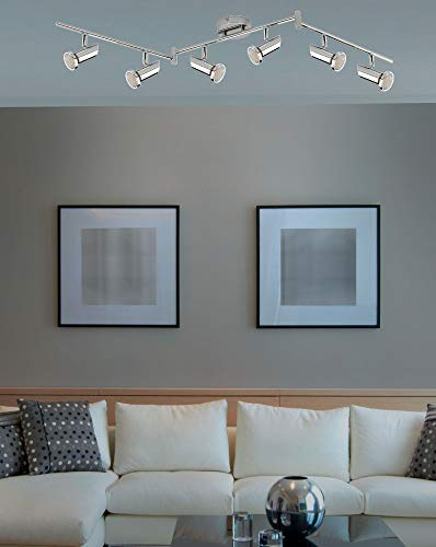 Trango 6-flammig 2000-068-5W LED Wohnzimmer Lampe *MIA* in Chrom-Optik inkl. 6x 5 Watt GU10 LED Leuchtmittel, Deckenlampe, Deckenstrahler, Deckenleuchte, Schlafzimmer Leuchte schwenkbar und drehbar