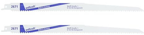 wolfcraft 2 Säbelsägeblätter BIM I 2671000 I für Holz mit Nägeln, MDF, Kunststoff - flexible, bruchsichere Sägeblätter 280 mm mit 4,2 mm Zahnabstand