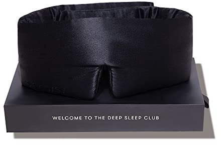 DROWSY Silk Sleep Mask. Face-Hugging, Padded Silk Cocoon for Luxury Sleep in Total Darkness. (Black Jade)