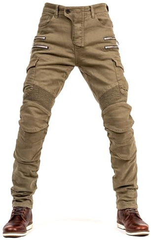 oFzimTo Pantaloni Moto Uomo con Protezioni, Jeans Moto Uomo Elasticizzati con Copertura Protettiva di Seconda Generazione, Marchio CE (EN1621-1:2037)