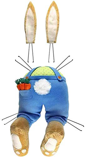 GDZTBS Easter Bunny Wreath Decorations, Bunny Butt Ears Wreath Attachment Cartoon Bunny Shape Wreath Ornament DIY Plush Rabbit Door Decor